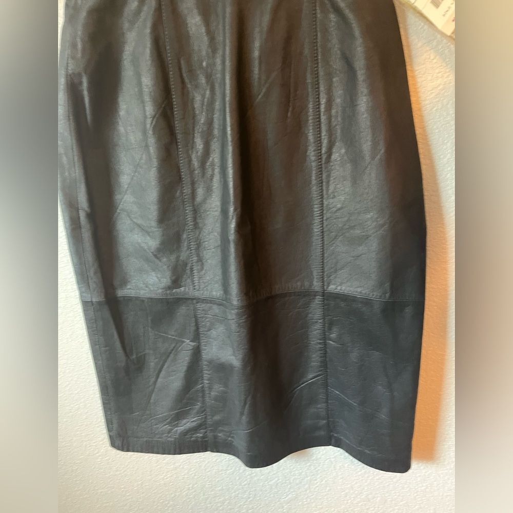 Quality vintage 90’s deadstock patchwork Black Leather Skirt 4 western cowgirl - Picture 7 of 9